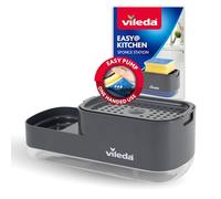 Vileda Pump Detergent Dispenser with Sponge Holder - Practical 2-in-1 Kitchen Solution - Integrated Soap Dispenser for Easy Dosing with One Hand - Robust & Durable Design