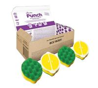 Vileda Punch Fruit-Shaped Sponge Scourers - 4 Pack | Lemon Cleaning Sponges | Scented When Squeezed | Flexible, Heavy Duty & Everyday Scrubbers for Kitchen & Dishes | Dishwasher Safe