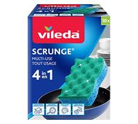 Vileda Scrunge Multi-Use Non-Scratch Scrub Sponge (Pack of 10) | Rinses Clean, Stays Fresh | Durable & Long-Lasting | Dishwasher Safe