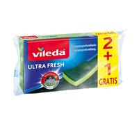 Vileda Set of 3 UltraFresh Fibre Sponges with Antibacterial Treatment, 3 pcs