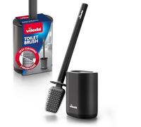 Vileda Silicone Toilet Brush Black with Flex Head and Stainless Steel Handle - Toilet Brush with 2-in-1 Cleaning Zones - Hygienic Quick Drying Rustproof Odour Proof Durable and Ready to Use