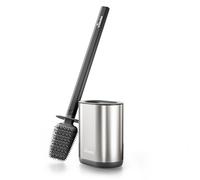 Vileda Silicone Toilet Brush Silver with Flex Head and Stainless Steel Handle - Toilet Brush with 2-in-1 Cleaning Zones