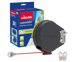 Vileda Single Cordomatic Retractable Washing Line, 15m, Holds up to 15kg
