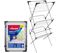 Vileda Sprint 3 Tier Clothes Airer, 15m Drying Space,Washing Line, Foldable | Indoor Clothes Drying Rack, 4 Corner Hooks for Clothes Hangers, Holds 2 Wash loads, Alloy Steel Frame, Non-Slip Feet