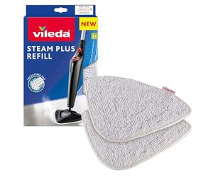Vileda Steam Plus Mop Refill Pads, 2 Pack - Microfibre Mop Head Replacement | Genuine Vileda Mop Head, Machine Washable, Fits Triangle Vileda Steam Mops, Suitable for Sealed Hard Floor Types, Velcro