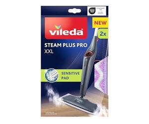 Vileda Steam Plus Pro XXL Sensitive Cleaning Pads, Pack of 2 | Heat-resistant layer, Suitable for Sealed Hard Floor Types, Genuine Vileda Mop Head Replacements, Machine Washable