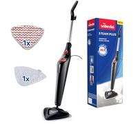Vileda Steam PLUS Steam Cleaner with Microfibre Cover and PowerPad, Hygienic Floor Cleaning, Removes up to 99.9% of Bacteria and Viruses, for All Floors, Ideal for Carpets, Eco Packaging