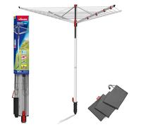 Vileda Sun-Lift Compact Rotary Airer | 40m Drying Line 3 Washloads | Height Adjustable (1.55-1.72 m) | Easy-Lift Tension | Aluminium | Includes 8 Hanger Holders, Ground Socket & UV-Resistant Cover