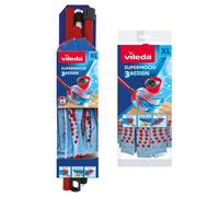 Vileda "SuperMocio" 3 Action Compact Mop with Extra Refill, Plastic, Red/Blue, 12 x 11 x 48 cm
