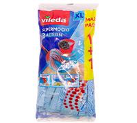 Vileda Supermocio 3Action XL Mop Head Replacement 2 Twin Packs 4 Refills