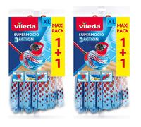 Vileda Supermocio 3Action XL Mop Head Replacement 2 Twin Packs