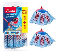 Vileda Supermocio 3Action XL Mop Head Replacement 2 Twin Packs 4 Refills