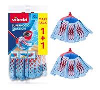 Vileda Supermocio 3Action XL Mop Head Replacement 2 Twin Packs 4 Refills
