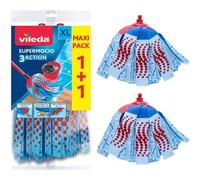 Vileda SuperMocio 3Action XL Mop Refill, Pack of 2 SuperMocio 3 Action Mop Head Replacements, Fits all SuperMocio Mops, Authentic Vileda Mop Head