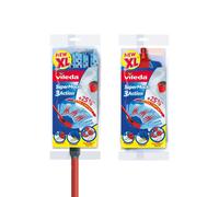 Vileda SuperMocio 3Action XL Mop with Extra Refill, Red/Grey/Blue, 15 x 6 x 117 cm