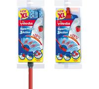Vileda SuperMocio 3Action XL Mop with Extra Refill, Red/Grey/Blue, 15 x 6 x...