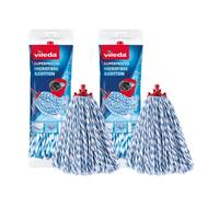 Vileda Supermocio Micro and Cotton Mop Refill, White, 18 x 10 x 37 cm, Pack of 2