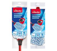 Vileda SuperMocio Microfibre and Cotton Mop with Extra Refill, Red