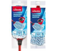 Vileda SuperMocio Microfibre and Cotton Mop with Extra Refill, Red