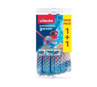 Vileda Supermocio 3Action XL Mop Head Replacement 2 Twin Packs 4 Refills