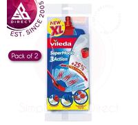 Vileda SuperMocio Mop Head Replacement Refill│3 Action│Extra Power│Twin Pack│XL