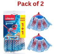 Vileda SuperMocio XL 3 Action Microfibre Mop Replacement Head Refill Twin Pack