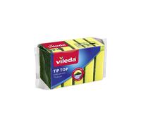 Vileda Tip Top Dish Washing Medium Foam Sponge Scourer Promo 5 Pcs, Long-Lasting and Durable, Sensitive Surfaces, Yellow & Green, (5 Pcs Per Pack)