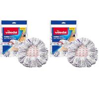 Vileda Turbo 3in1 mop refill | pack of 2| suitable for all Vileda spin mop systems | +40% more cleaning power** | for hard floor surfaces | removes over 99% of bacteria with just water*