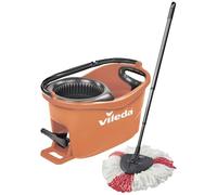 Vileda Turbo EasyWring & Clean Complete Set, Mop and Bucket with Power Spinner, Coral