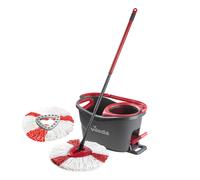 Vileda Turbo Microfibre Mop and Bucket Set with Extra 2-in-1 Head Replacement, Spin Mop for Cleaning Floors, Set of 1x Mop, 1x Bucket and 1x Refill
