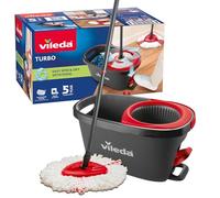 Vileda Turbo Spin Mop & Bucket Set with Foot Pedal | Telescopic Handle (Up to 131cm) & Microfibre Mop Head | Spin Mop for All Hard Floors | Eco-Friendly Amazon Packaging