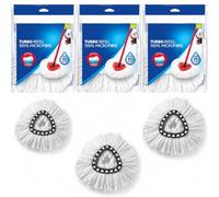 Vileda Turbo Spin Mop Refill, Pack of 3 Microfibre Mop Head Replacements, Fits All Vileda Turbo Mops, Machine Washable, Triangular Head Shape for Corners