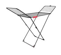 Vileda Ultimate Extra Clothes Airer, 20m Drying Space, Holds 2 wash loads | Integrated Sock Hangers for Drying, Built-in wheels, Transport Lock, Foldable, Black Clothes Drying Rack