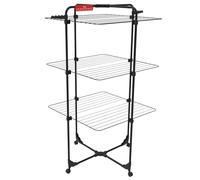 Vileda Ultimate Mixer 3 Tier Airer, 30m Drying Space, Holds 2 Wash loads | Integrated Sock Hangers for Drying, Extra Hanger Hooks, Flexible Drying Positions, Foldable Clothes Airer, Built-in wheels
