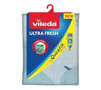 Vileda Ultra Fresh Ironing Board Cover, Fits boards 110-130cm x 30-45cm | Anti-bacterial treatment for extra hygiene, Thick underlayer, 100% cotton cover, Smoother Ironing Results, Quick Fix System