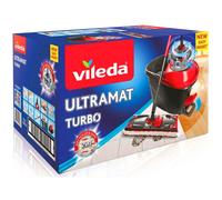Vileda Ultramat Turbo Flat Mop Bucket Set Microfibre Head Telescopic Handle HQ