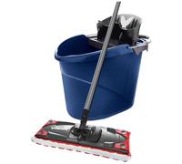 Vileda ULTRAMAX 2-in-1 Floor Mop Complete Set, Mop with Handle, Microfibre Cover and Bucket with Power Press, Limited Special Edition, Dark Blue