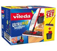 Vileda Ultramax Flat Mop & Bucket Set Microfibre Handle Home Wringer Cleaning