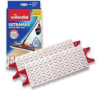 Vileda UltraMax Refill, 2 Pack, Suitable for all Vileda Flat Mop Systems, for all floor types, removes over 99% of bacteria with just water