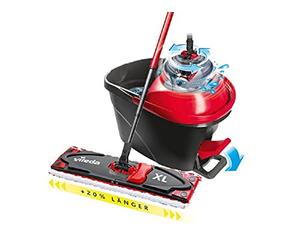 Vileda Ultramax Turbo XL Mop Complete Set | XL Floor Mop with Telescopic Handle & Microfibre Cover | Bucket with Power Spinner & Pedal, Hygienic without Bending - for Large Hard Floors | Eco Packaging