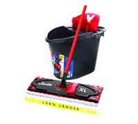 Vileda Ultramax XL Complete Set, XL Floor Mop and Bucket with Press, Microfibre Cover, for All Hard Floors, Removes up to 99% of Bacteria, Sustainable Wiping System, Eco Packaging