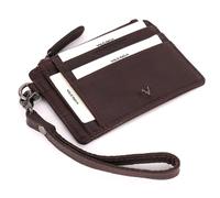 VILENCA HOLLAND Genuine Italian Leather Card Holder Wallet for Women- Sleek & Minimalist, RFID Protected, ID Window, Side zipper pocket with detachable Wristlet, Chestnut, Sleek and Minimalist