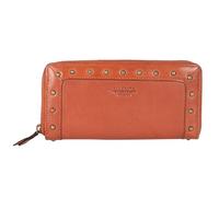 VILENCA HOLLAND Vintage Genuine Italian Leather Boho Studded Wallet - Zipper Coin Purse & Credit Card Holder for Women, Cognac, Sleek and Minimalist