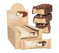 Vilgain Double Trouble Protein Bar | Two-layer nut bar with 16g of protein & stevia sweetness | Bar ideal for muscle building & snacking (Hazelnut Cream, 12x55g)