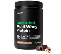 Vilgain Grass-Fed Multi Whey Protein Chocolate Hazelnut 900 g| 3 Protein Sources for Extended Release | Digestive Enzyme Complex | Natural Stevia Sweetened Shake | Low Sugar & Fat | 23g Protein