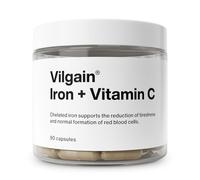 Vilgain ® Iron + Vitamin C | Synergistic Combination for Immune System | Energy & Fatigue Control | Bioavailable Iron | 100% Daily Dose Vegan | No Unwanted Additives | 90 Capsules
