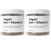 Vilgain ® Iron + Vitamin C | Synergistic Combination for Immune System | Energy & Fatigue Control | Bioavailable Iron | 100% Daily Dose Vegan | No Unwanted Additives | 90 Capsules (Pack of 2)