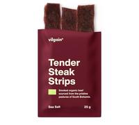Vilgain Organic Beef Steak Strips - High Protein Snack, Gluten-Free, No Nitrates, 25g - Air Dried Jerky, Biltong Style, Keto, Paleo (25g, Sea Salt)