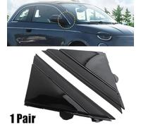 Vilgftyiet 2Pcs Gloss Black Door Mirror Flag Cover Moldings for Fiat 500 (2012-2019) - Triangle Plate Side View Mirror Trim, Weatherproof Plastic+Rubber, Direct Replacement, No Drilling Required