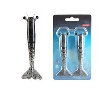 Vilgftyiet 2PCS Sinking Ironclad Shrimp Lure 9.5cm 11.5cm Soft Bait for Realistic PVC Fishing, Compatible with Leadhead Hooks and Drop Rigs, Red + Gold/Gold + Red/Black + Sand Variants